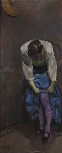Fille qui attache sa jarretière - Christian Krohg